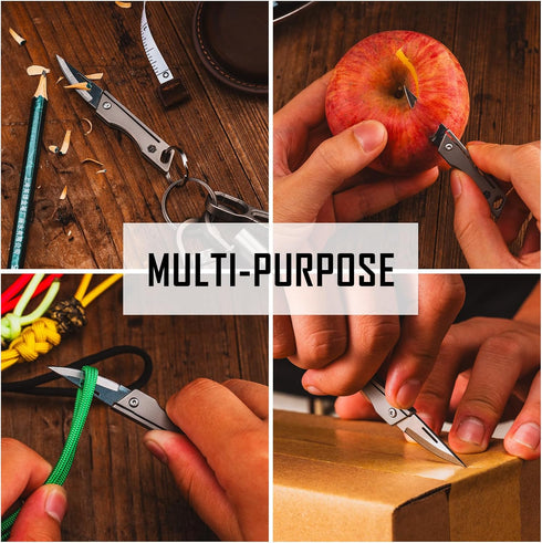 KeyUnity KK06 Mini EDC Pocket Knife, Small Titanium Folding Knife with Built-in Keychain Hole for Everyday Carry...