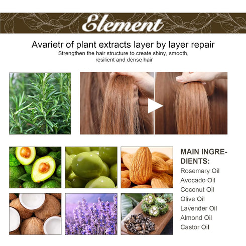 60ML Natural Hair Regrowth Oil, Rosemary Oil for Dry, Damaged and Thin Hair, Grow Hair(2FL Oz)...