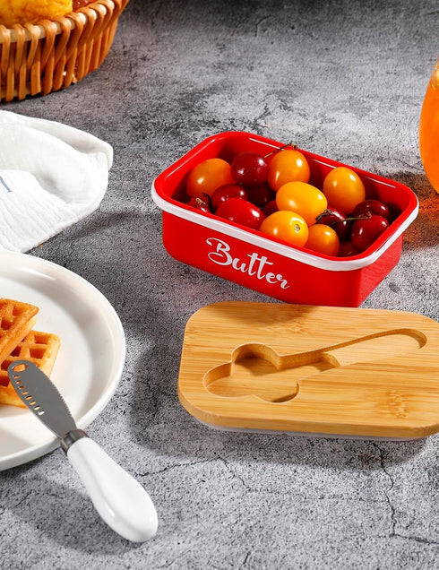 Butter Dish, Butter Dish with Lid for Countertop,Metal Butter Keeper with Stainless Steel Multipurpose Butter Knife, Large Butter Container with q...
