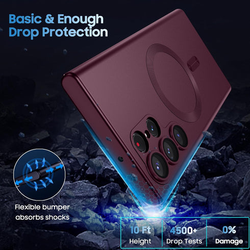 Matte for Samsung Galaxy S22 Ultra Case, Compatible with MagSafe, Slim Thin Magnetic Cover with Built-in Camera Lens Protector Shockproof Phone Sh...