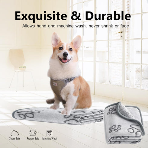 UTTPLL Stuffed-Premium-Dog-Blankets-Flannel Pet Printed Throw Soft Fluffy Fleece Cat Blanket Washable Sleep Mat Puppy Essentials Grey Cute Paw Med...
