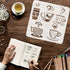 FINGERINSPIRE Hot Drinks Stencil for Painting 11.8x11.8inch Reusable Cups Mugs Stencil Large Coffee Tea Drawing Template Daily Theme Stencil for P...
