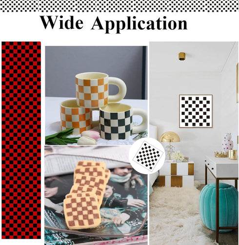 6pcs Reusable Check Painting Stencils, Small Square Plaid Stencils,Plastic Art Craft Checkerboard Templates,DIY Home Décor Card on Wood Wall Fabri...