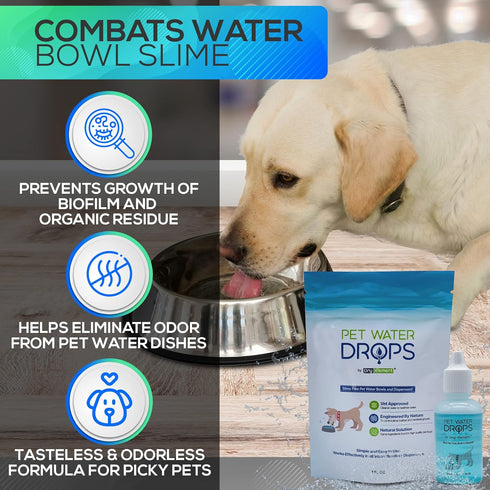 Pet Water Drops - Dog and Cat Water Additive for Dental and Oral Care - Prevents Pets Water Bowl and Dispenser Fountain Slime - for Fresh Breath a...