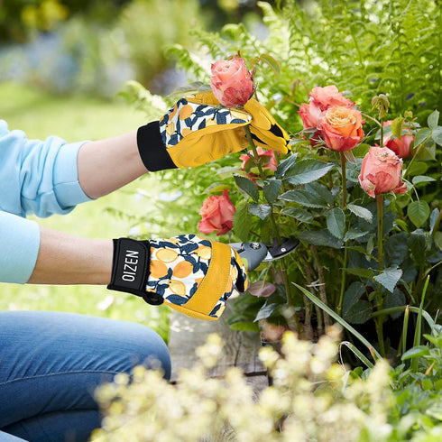 Leather Tough Cowhide Work Gardening Gloves for Women Thorn Proof, Working Gloves for Weeding, Digging, Planting, Gardening Gifts for Women, Size ...