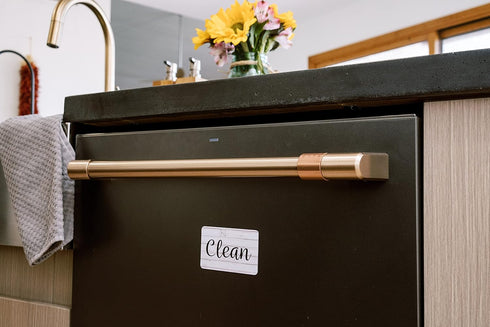Dark Brown & White Wood Clean Dirty Magnet for Dishwasher, Reversible Dishwasher Magnet Clean Dirty Sign, Magnetic Dish Washer Sign Indicator, Far...