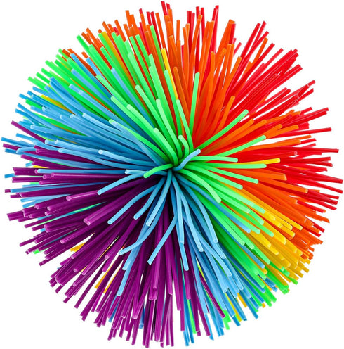 5 Pieces Monkey Stringy Balls Sensory Fidget Stringy Balls Soft Rainbow Pom Bouncy Stress Balls with Storage Bag, Multicolor (2.75 Inch 5 Pieces)...