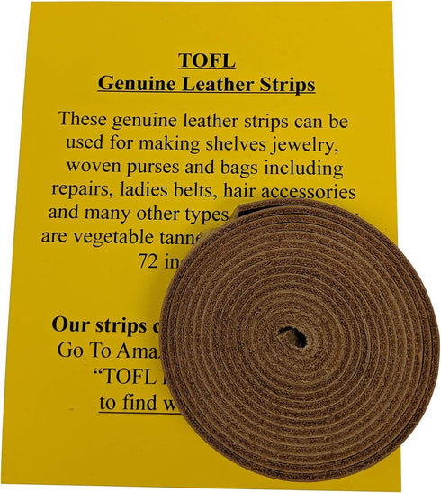 TOFL Genuine Top-Grain Leather Strap | 72 Inches Long | 3/4 Inch Wide | 1/16 Inch Thick (4-5 oz) | 1 Leather Strip for DIY Arts & Craft Projects, ...