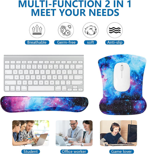 RICHEN Keyboard Wrist Rest Pad and Mouse Wrist Rest Support Mouse Pad Set,Sturdy & Comfortable & Lightweight for Easy Typing & Pain Relief-Ergonom...
