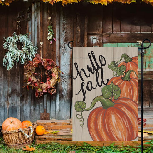 Fall Garden Flag 12x18 Inch Double Sided, Happy Fall Pumpkin Yard Flag Small Autumn Seasonal Outdoor Decoration...