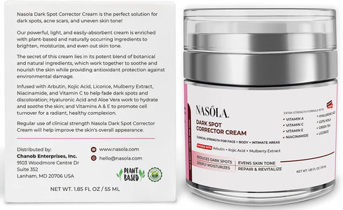 Dark Spot Corrector Cream Remover for Face, Body - Natural Skincare for Underarms, Elbows & Privates- The Ultimate Solution for Bright, Beautiful ...