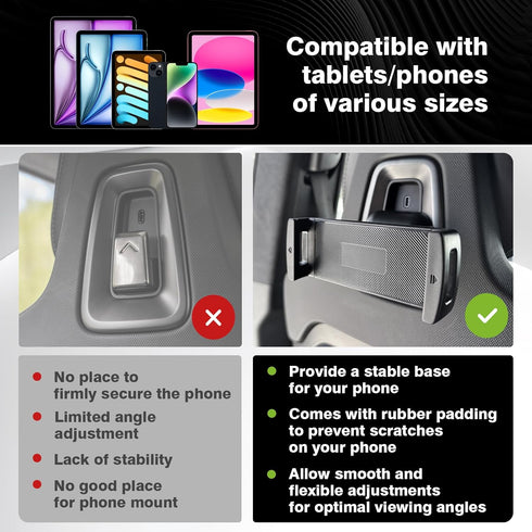 BestEvMod Seat Back Second Row Anchor 1/4 Screw Mount Phone Holder Tablet Mag Safe Compatible with 2022-2024 Rivian R1T&R1S Backseat fits All Phon...