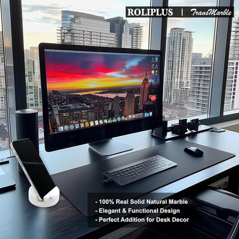 Luxury Marble Cell Phone Stand Holder for Popular Smartphones (1 Pcs) - Real Solid Marble Mobile Phone Stands as Office Desk or Kitchen Countertop...