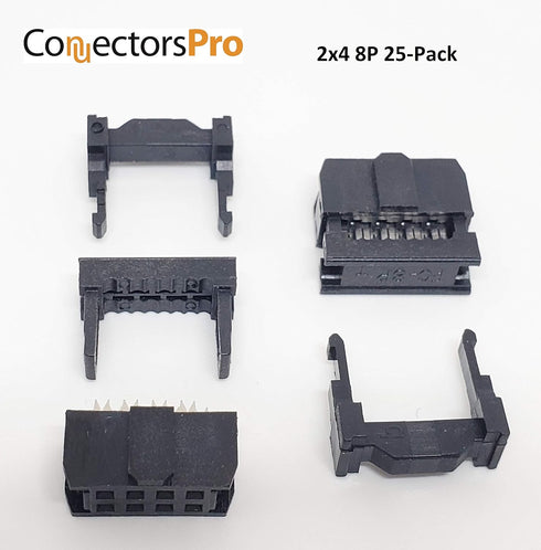 Pc Accessories - Connectors Pro 25-Pack 2X4 8 Pins 2.54mm 0.1" Ptich Dual Rows IDC Socket for Flat Ribbon Cable, 8P FC Connector...