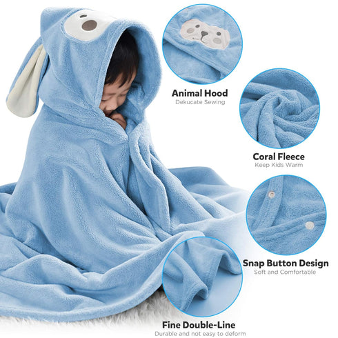 ROMASA Baby Bath Towel Hooded Ultra Soft Towel Highly Absorbent Bathrobe Blanket Toddlers Shower Gifts for Boys Girls-27.5" x 55" (Blue)...