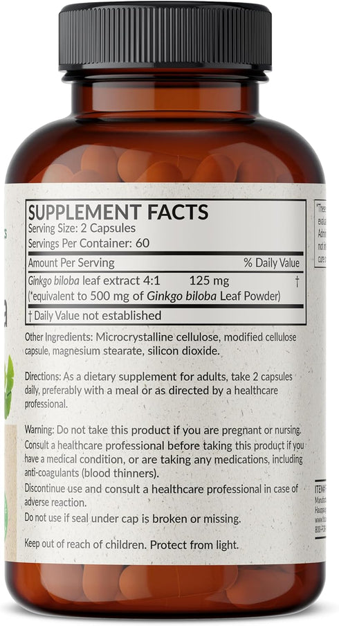 Futurebiotics Ginkgo Biloba 500mg Extra Strength - Non-GMO, 120 Vegetarian Capsules...