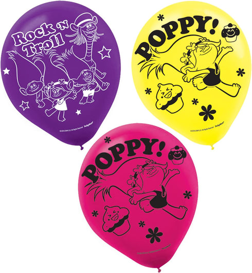 Amscan 111828 Trolls Multicolor Latex Plastic Balloons 12",15ct, One Size...