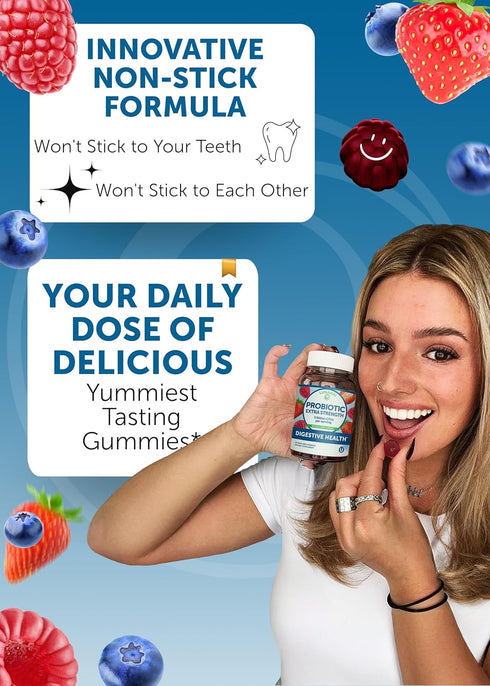 Lunakai Probiotic Gummies for Digestive Health - 5 Billion CFUs Delicious Proprietary Formula - Chewable Probiotic Gummy for Women, Men, Kids, 60c...