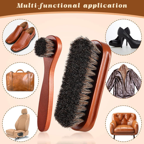 2 Pcs Horsehair Shine Shoes Brush Kit Polish Dauber Applicators Cleaning Leather Shoes Boots Care Brushes Suede Cleaner Brush(2 Pcs Style F)...