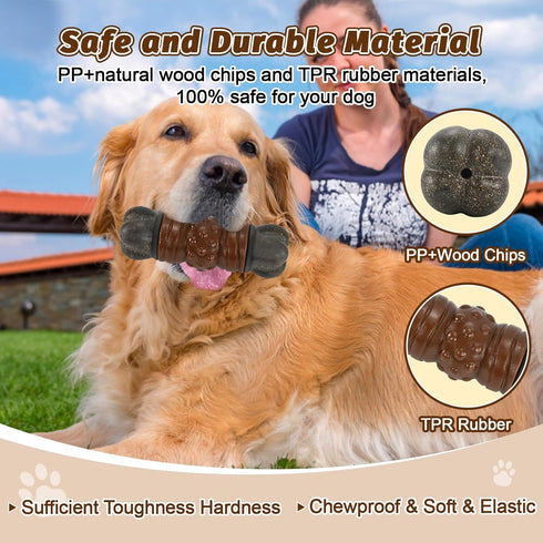 Large Dog Toys for Aggressive Chewers, Tough Dog Toys for Aggressive Chewers, Indestructible Dog Toy, Dog Bones Long Lasting for Medium/Large Dogs...