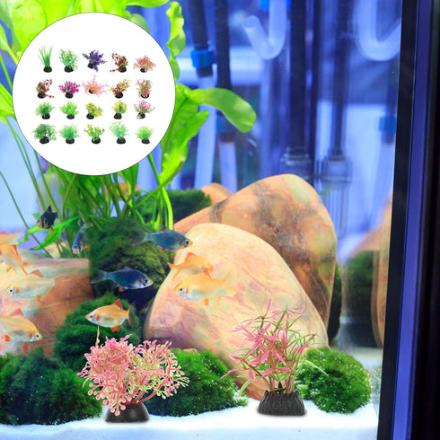 20pcs Fish Tank Landscaping Water Plants Succulants Terrarium Plants Artificial Succulent Aquarium Plants Decors Fish Tank Plants Artificial Plast...