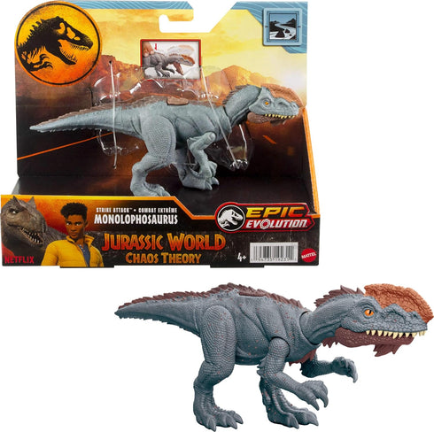 Mattel Jurassic World Strike Attack Monolophosaurus Dinosaur Action Figure Toy with Single Strike Action, Movable Joints, Physical & Digital Play...