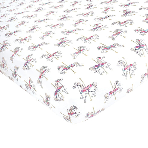 Hudson Baby Unisex Baby Cotton Fitted Crib Sheet, Carousel Horse, One Size...