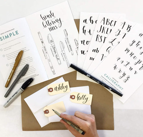 Wildflower Art Studio Brush Lettering Calligraphy Kit • Award-Winning Starter Set for Beginners • Includes Instruction Book, Tracing Pad & Supplie...