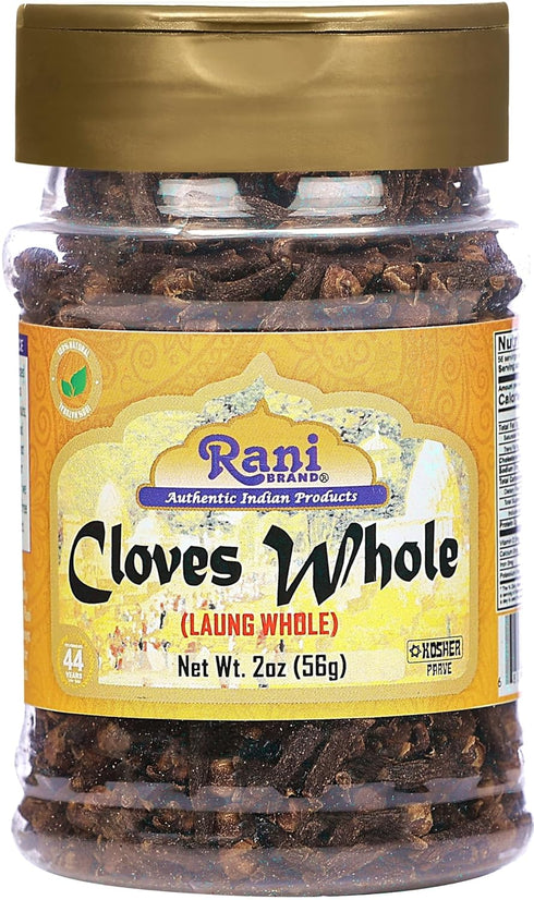 Rani Cloves Whole (Laung) 2oz (56g) Great for Food, Tea, Pomander Balls and Potpourri, Hand Selected, Spice, PET Jar ~ All Natural | NON-GMO | Kos...