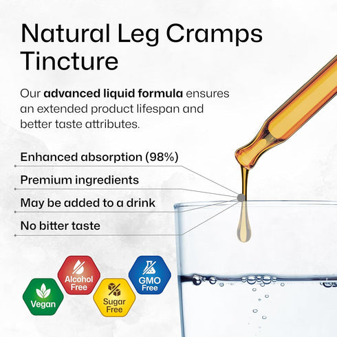 Leg Cramps Tincture with Quinine - Organic Ginger & Chamomile Liquid Extracts for Leg Cramps Relief - Natural Alcohol & Sugar Free Formula - Vegan...