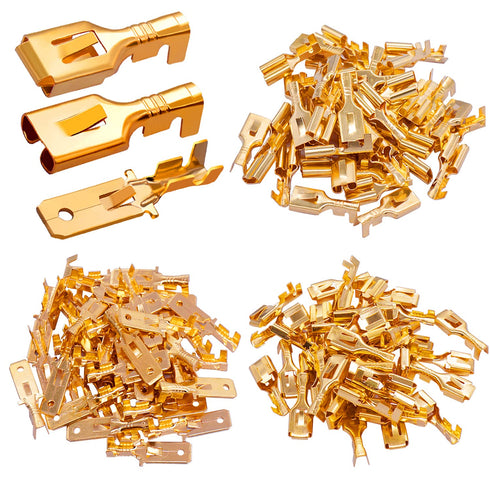 Twidec/150PCS 6.3mm Male Female Spade Connector Quick Splice Crimp Terminals Non Insulated Wire Connector for Electrical Wiring Relay Car Audio Sp...