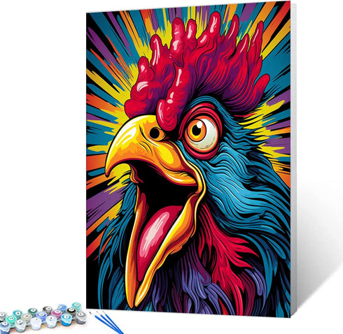 Painting Kits for Adults Cock Rooster,Paint by Numbers for Beginner Kids Acrylic Painting Kit,Oil Painting for Adults Kids Paint by Number Craft C...