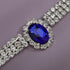 YERTTER Vintage Full Chunky Rhinestone Sapphire Charm Silver Chain Blue Crystal Pendant Luxury Collar Choker Necklace Adjustable Chain for Party M...