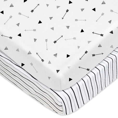 TL Care 2 Pack 100% Natural Cotton Fitted Pack and Play Sheets 39" x 27" - Soft & Breathable Pack N Play Sheets for Playard & Mini Crib Mattress, ...