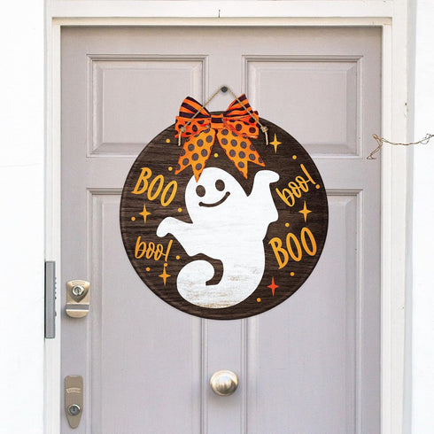 Halloween Stencils for Painting 12inch Large Reusable Halloween Stencil for Door Hanger Round Happy Halloween Ghost Templates for Wood Walls Windo...