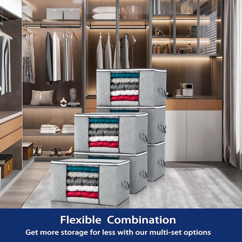 Linen Storage Organizer, 2 Pack Large 90L Foldable Storage Bags Bedding Storage Containers with Zipper Lids, Closet Collapsible Clothing Bins for ...