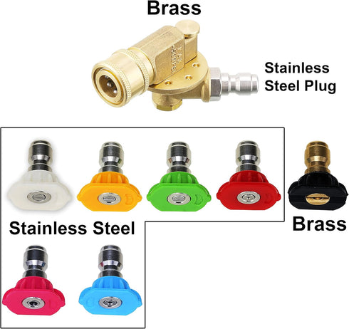 M MINGLE Pressure Washer Accessories Kit, 7 Power Washer Nozzle Tips, Quick Connecting Pivoting Coupler, 1/4 inch, 4500 PSI, 8-Pack...