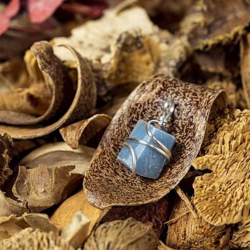 Ayana Crystals Angelite Necklace - Wire Wrapped Healing Crystal Pendant for Serenity & Protection - Handmade Reiki Jewelry with Adjustable Cord...