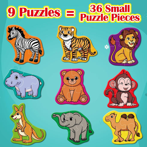 Wild Animal Puzzles for Kids Aged 3+,Shaped Puzzles for Beginners,3 Year Old Montessori Toys,Educational Activity for Toddlers,Preschool Learning ...