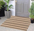 Black and Khaki Door Mat Outdoor Rug 24'' x 35'' Front Porch Rug Washable Entryway Rug Striped Layered Door Mats Hand-Woven Indoor/Outdoor Small A...