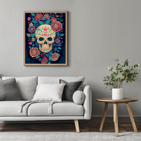 Posterizer 1 pcs-flowers and chinoiserie sugar skull-Abstract & Modern Art-Holiday Poster Collection-Gift for Men Women Entrepreneur Teens - UNFRA...