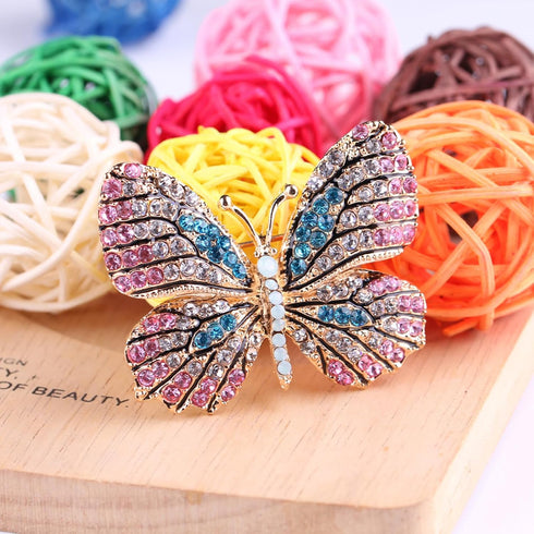 Delicate Butterfly Rhinestone Brooch Pin - Glittering Crystal Butterfly Brooch Pin for Women and Girls...