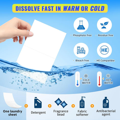 FIXSMITH Laundry Detergent Sheets - 200 Loads (100 Sheets) Fresh Linen Scent - Hypoallergenic,Eco Friendly Laundry Detergent Strips Ultra-Concentr...