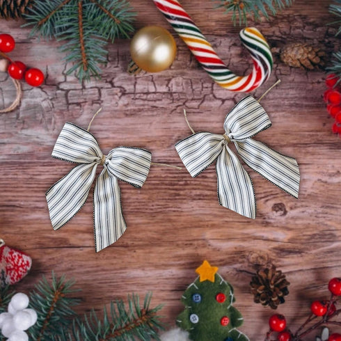 Black and White Striped Ribbon Wired, 2.5 inch x 25 Yards Christmas Wired Edge Ribbon, Ticking Stripe for Wreath, DIY Craft Gift Wrapping, Farmhou...