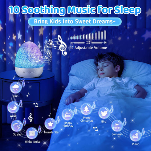 Dinosaur Night Light for Kids, 10 Musics+6 Films Kids Night Light Projector for Kids,126 Lighting Effects+Remote Kids Projector Night Light for Ki...