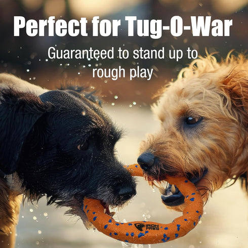 Indestructible Dog Ring Toy, Blue - Tough Dog Pull Toys for Aggressive Chewers, Dog Flying Disc for Fetch, Tug of War and Dog Training...