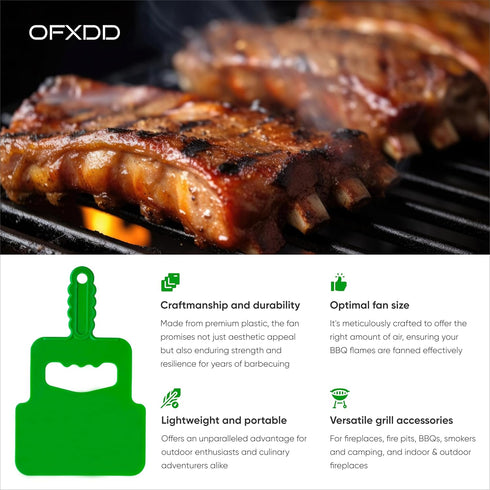 Barbecue Hand Fan - Plastic Manual Grill Fan - Supporting Tool for Flame - Fan Hand for BBQ, Picnic, Camping, Outdoor Cooking...