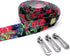 Goyunwell #5 Zippers by The Yard Nylon Coil Long Zippers for Sewing 5 Yard Zipper Tape with Rose Flower Pattern and 10pcs Silver Zipper Pulls for ...