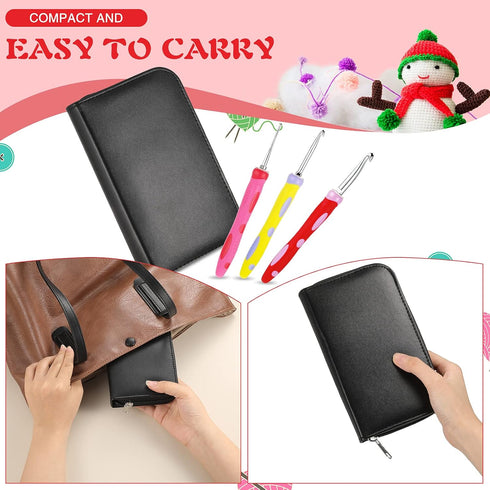 12 Sizes 2.0 mm to 8 mm Crochet Hooks Set, 3 Pcs Soft Grip Ergonomic Interchangeable Handle Crochet Hooks Beginner Knitting Kit Gift for DIY Craft...