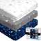 Fitted Unisex Crib Sheets (3 Pack) by GROW WILD - Jersey Knit Cotton Crib Sheets for Boys or Girls, 52” x 28” x 9” Crib Bedding Set (Moon, Stars a...